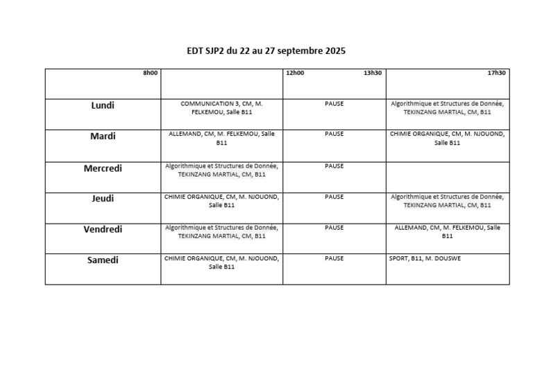 EDT SJP2 Du 22 Au 27 Sept 2025 | PDF