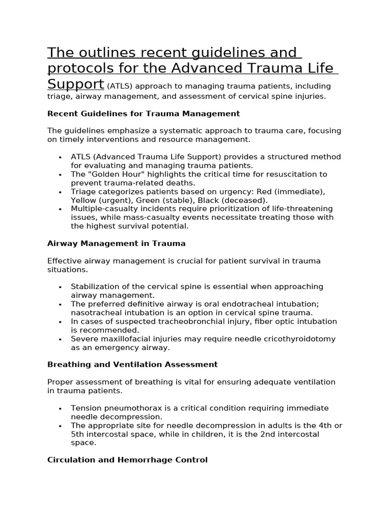 2023 ATLS Guidelines for Trauma Care | PDF | Major Trauma | Human ...