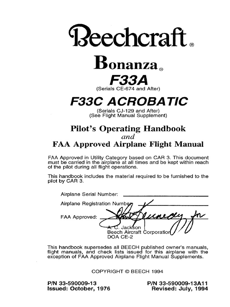 F33A/C Bonanza Pilot's Handbook | PDF | Transport | Aircraft