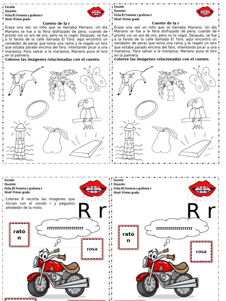 Actividades Fonema R para Primer Grado | PDF | Ortografía ...