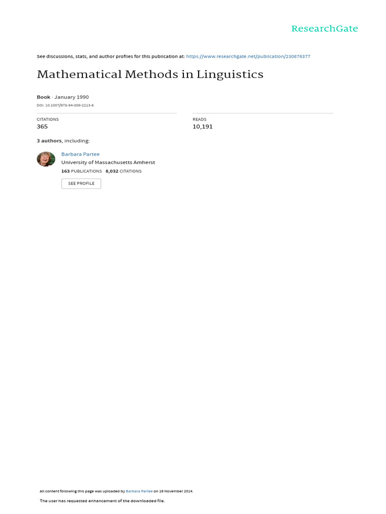 Mathematical Methods in Linguistics | PDF | Set (Mathematics) | Logic