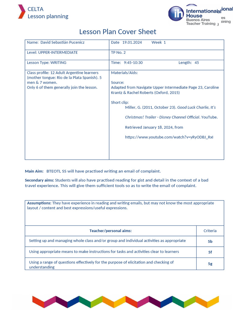 Sebastián Tp2 Lesson Plan | PDF | Human Communication | Learning