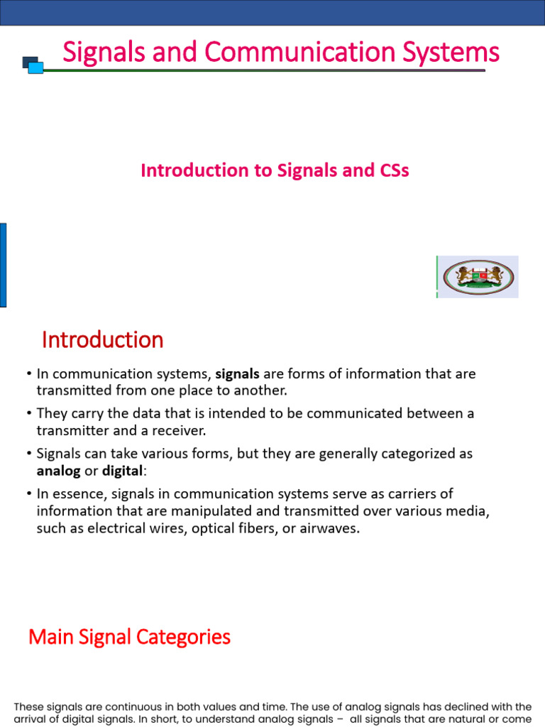Introduction to Signals in Communication | PDF | Telecommunications ...