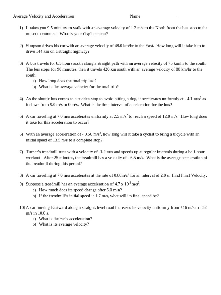 Average Acceleration | PDF