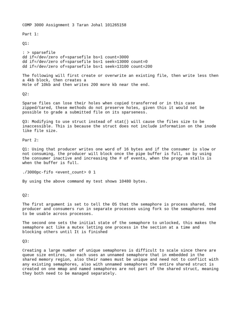 Sparse Files and Semaphore Management | PDF