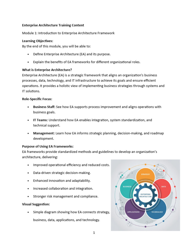 Enterprise Architecture Training Overview | PDF | Enterprise ...