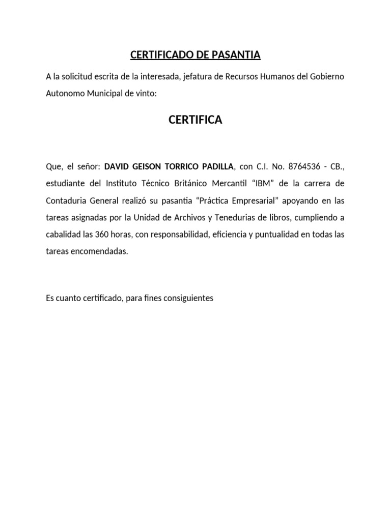 Certificación | PDF