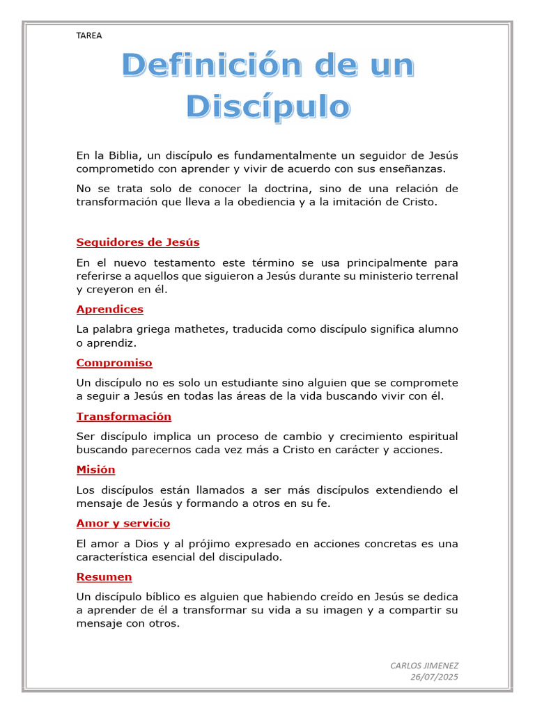 Definición de Discípulo | PDF
