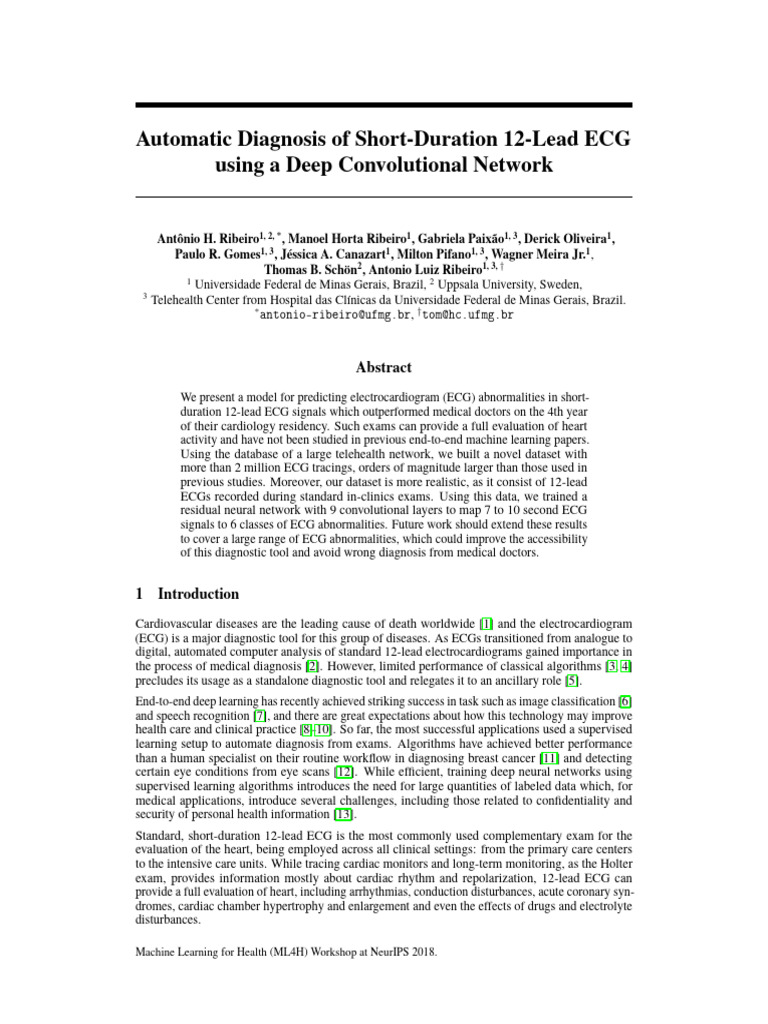 Deep Learning for 12-Lead ECG Diagnosis | PDF | Electrocardiography ...