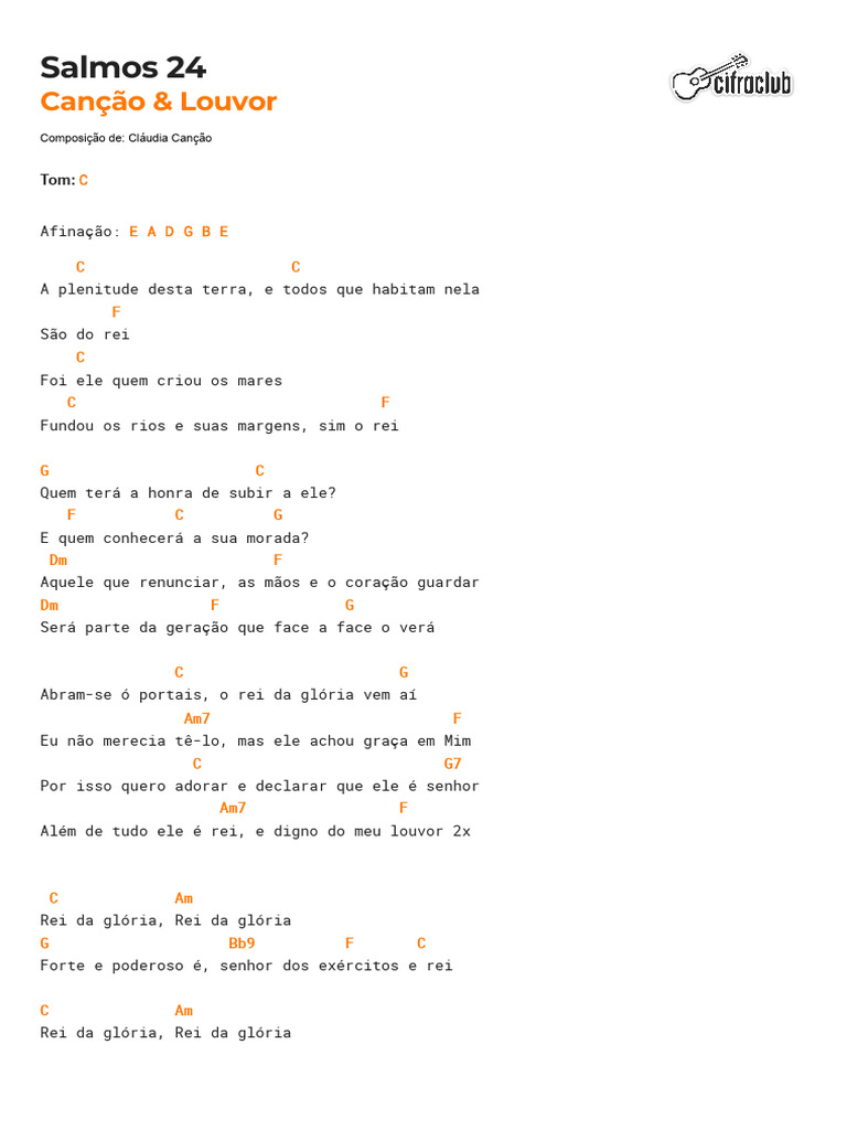 Salmo 24: Canção e Cifra Simplificada | PDF