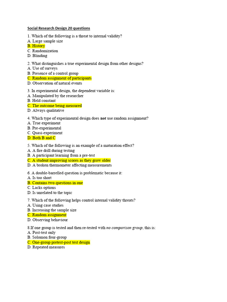 Social Research Design: Key Questions | PDF | Design Of Experiments ...