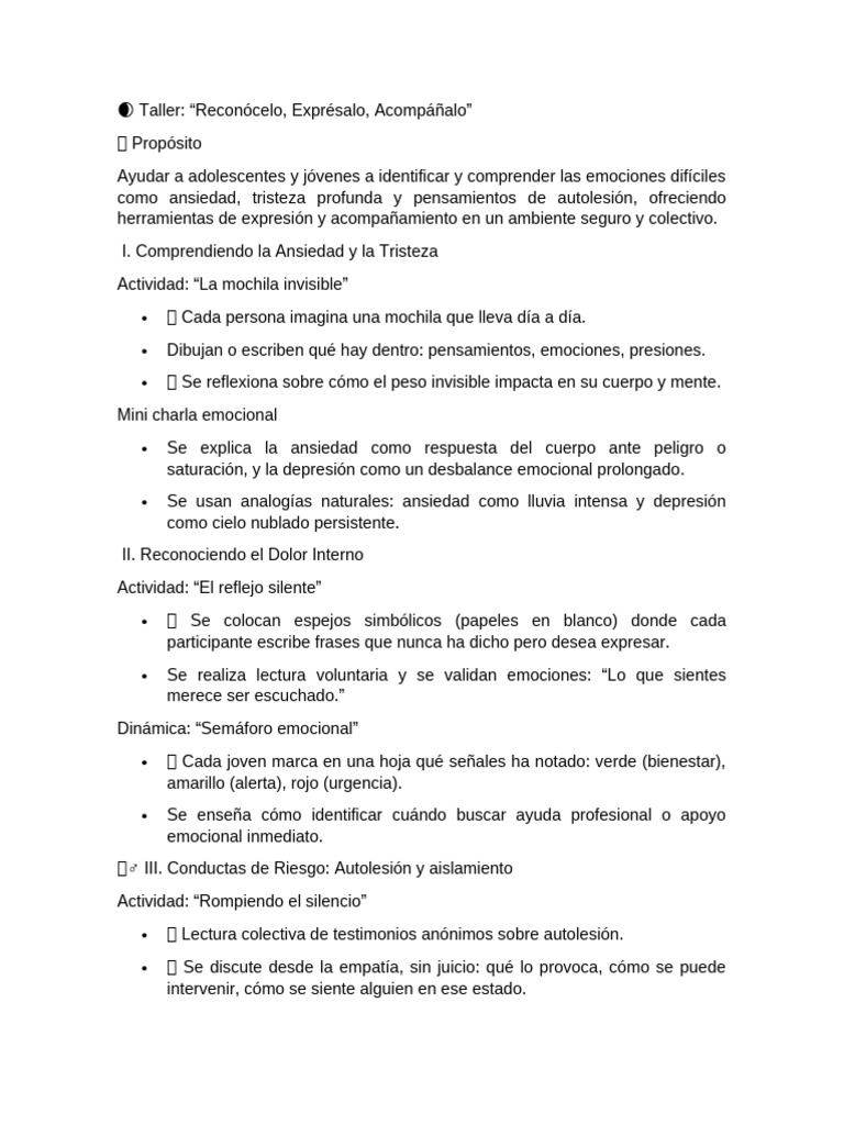 Taller de Emociones para Jóvenes | PDF | Las emociones | Ansiedad
