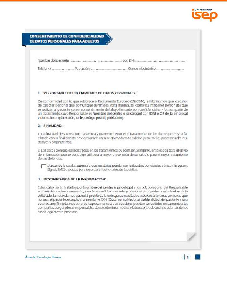 MTPC m01 Ud05 Consent Confidencialidad Adultos | PDF