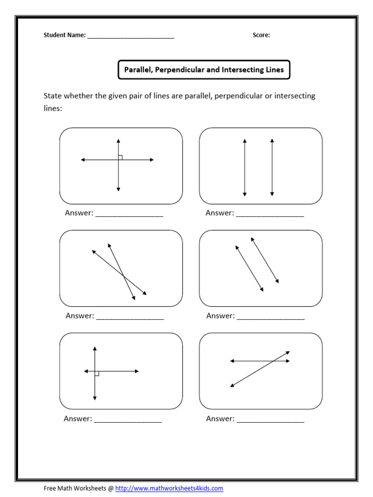 Parallel and Perpendicular Lines Worksheet | PDF