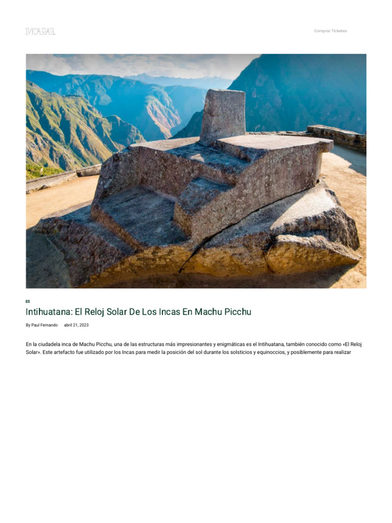 Intihuatana_ El Reloj Solar de Los Incas en Machu Picchu - IncaRail ...