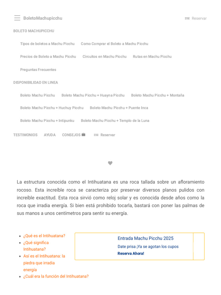 El Intihuatana en Machu Picchu - El Reloj Solar de Los Incas | PDF ...