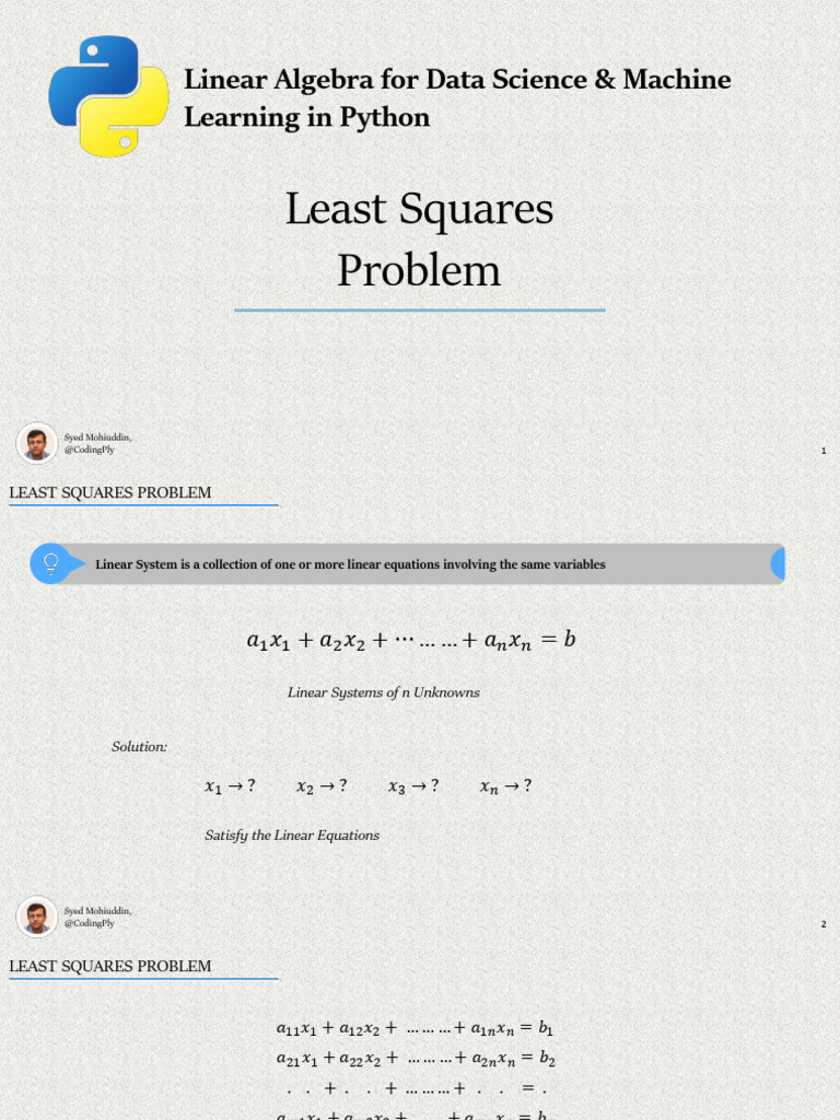 Understanding the Least Squares Problem | PDF | System Of Linear ...