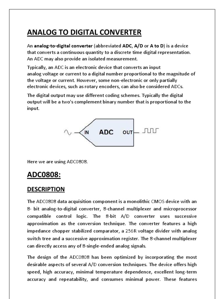 ADC0808: Features & Applications | PDF | Analog To Digital Converter ...