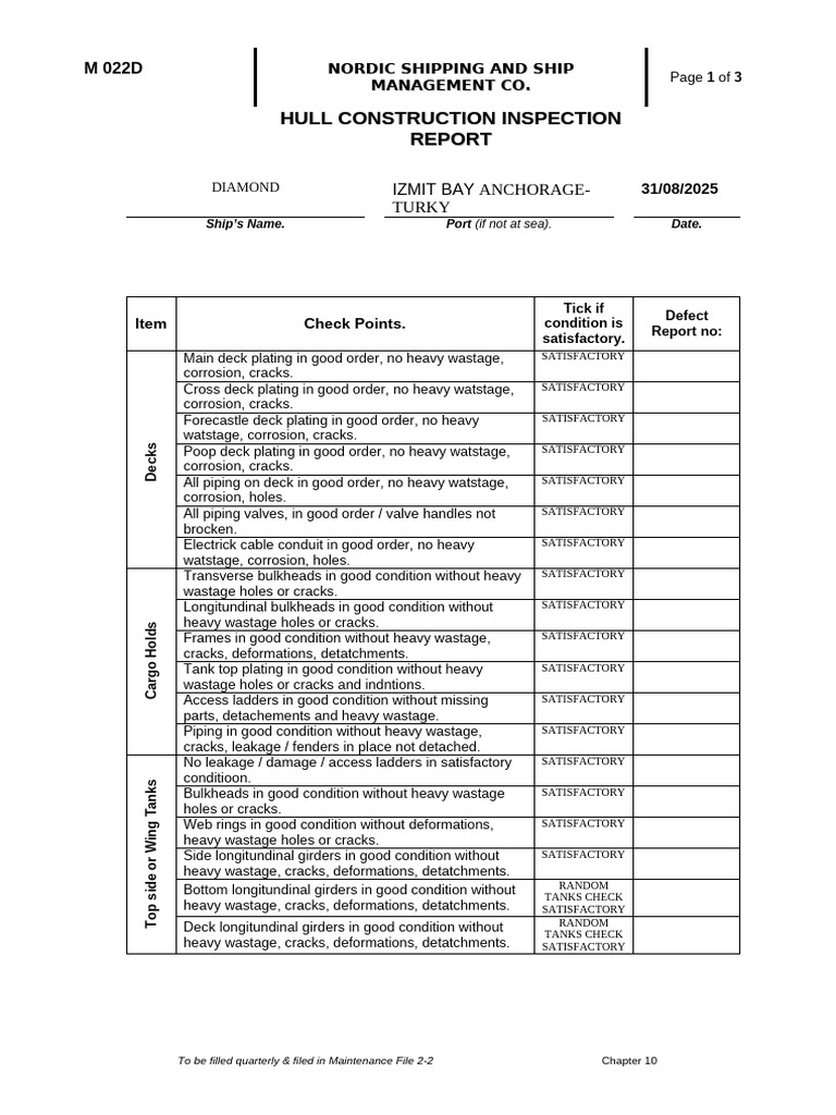 Hull Construction Inspection Report | PDF | Deck (Ship) | Ships