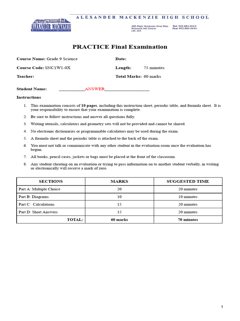 Grade 9 Science Exam Practice Test | PDF | Planets | Eclipse