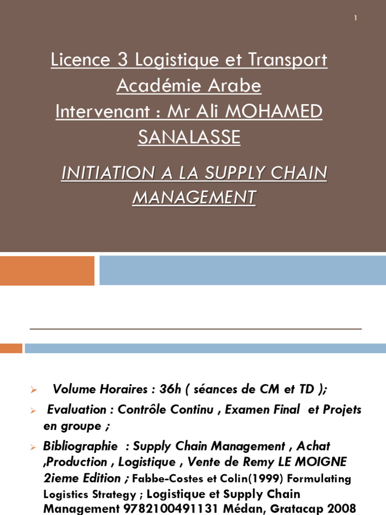 Initiation à la Supply Chain Management | PDF | Logistique | Gestion de ...