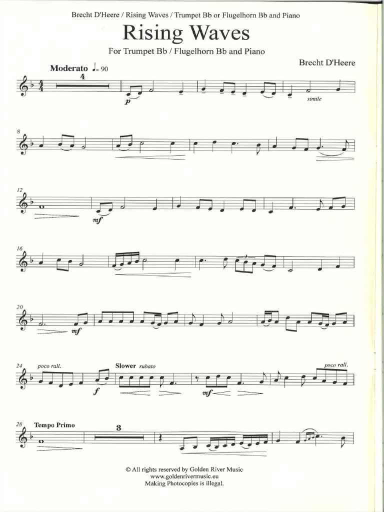 Rising Waves for Trumpet and Piano | PDF