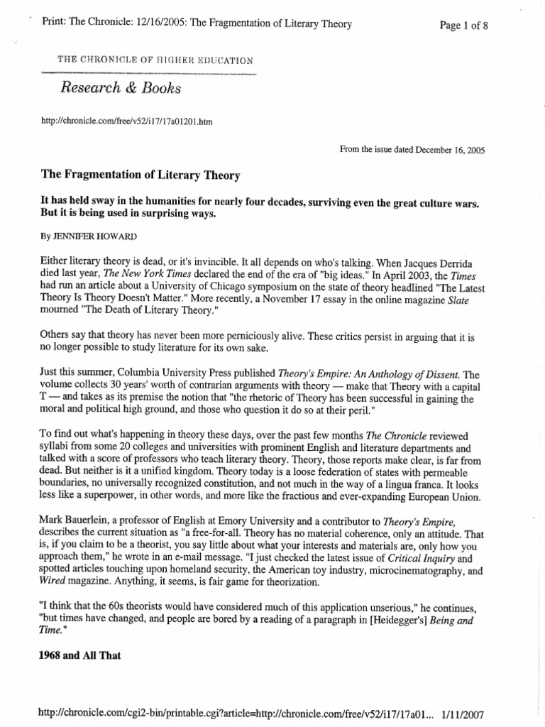 The Fragmentation of Literary Theory | PDF