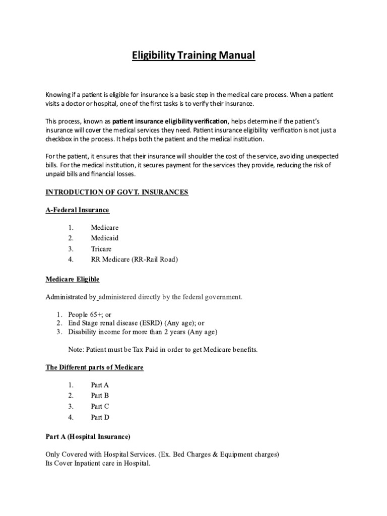 Eligibility Training Manual | PDF