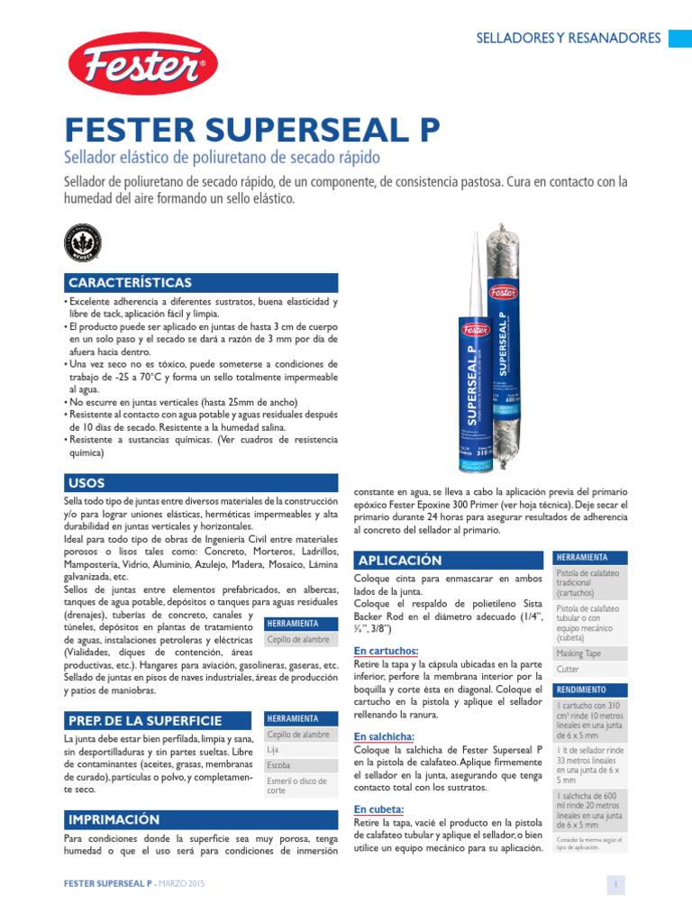 Sellador Poliuretano Fester Superseal P | PDF | Ácido | Materiales