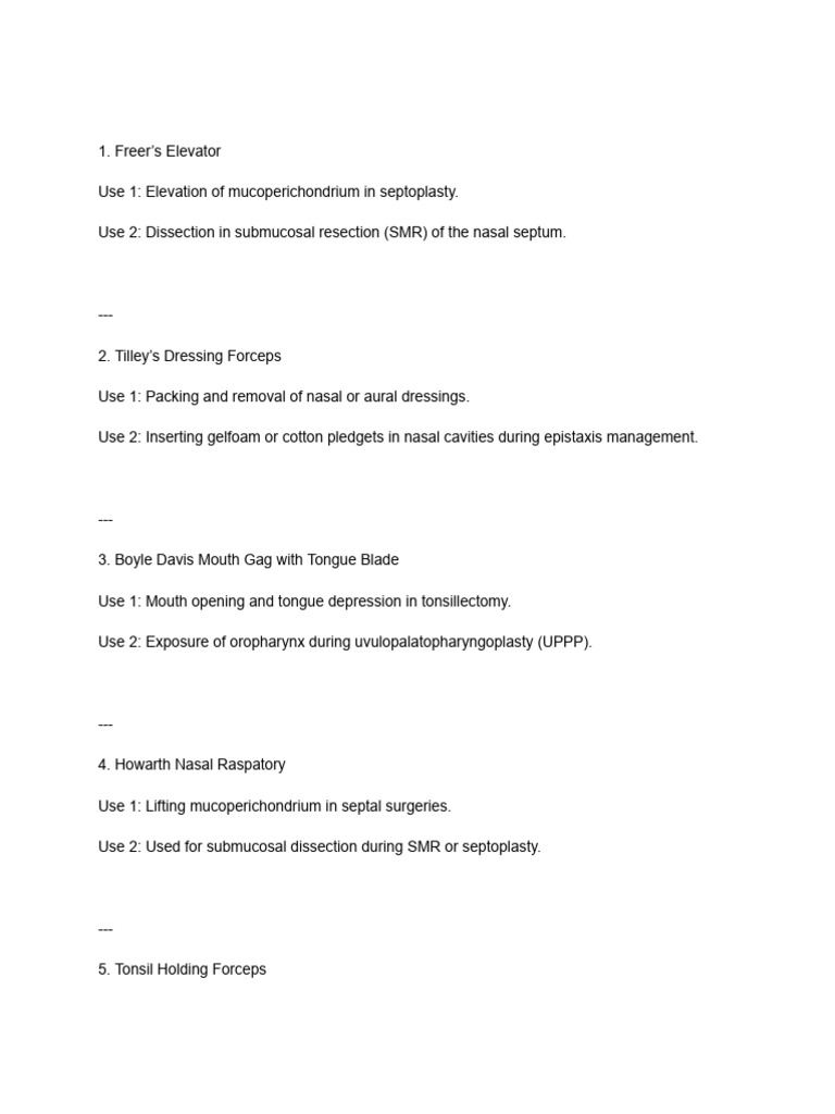 Essential ENT Surgical Instruments Guide | PDF | Tongue | Medical ...
