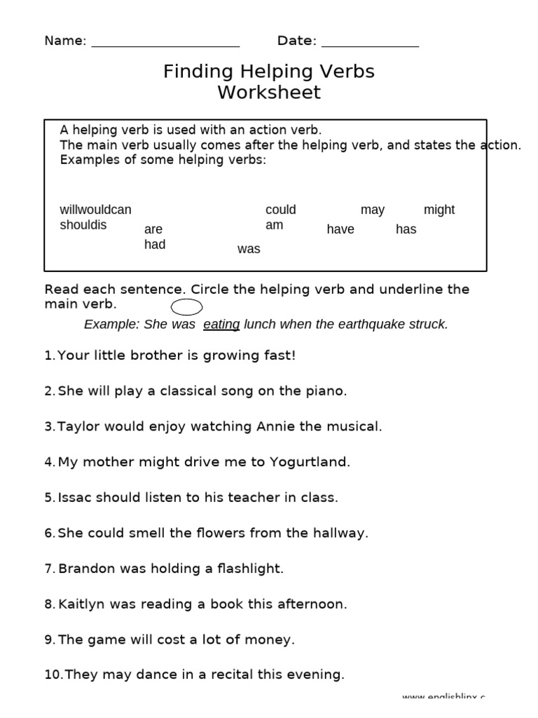 Helping Verbs Worksheet for Students | PDF | Chess Openings | Chess