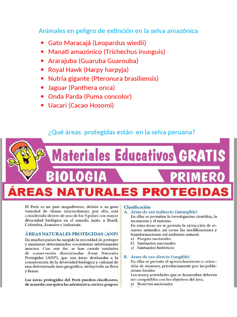 Animales en peligro en la Amazonía | PDF