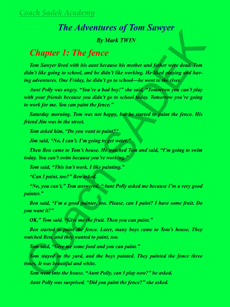 The Adventures of Tom Sawyer - Chapter 1 - 1 | PDF