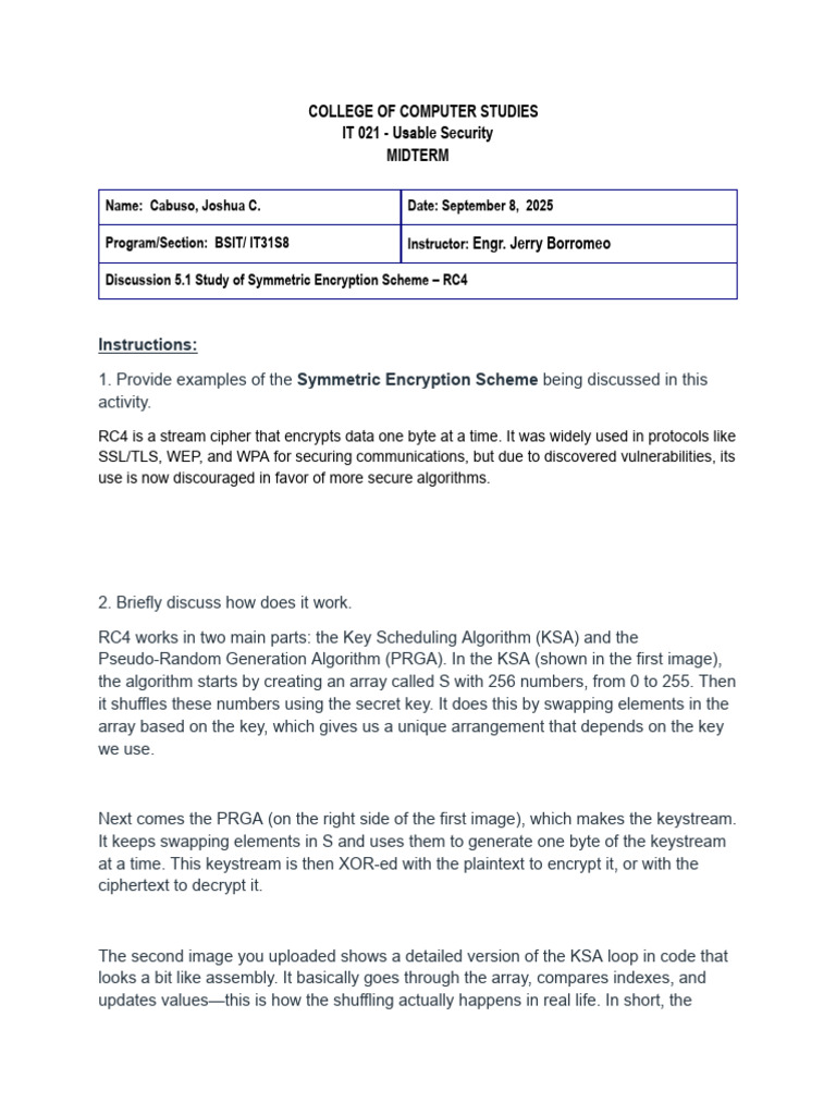 Understanding RC4 Symmetric Encryption | PDF