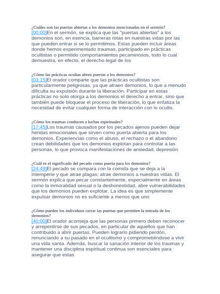 Cuáles Son Las Puertas Abiertas A Los Demonios Mencionadas en El Sermón ...