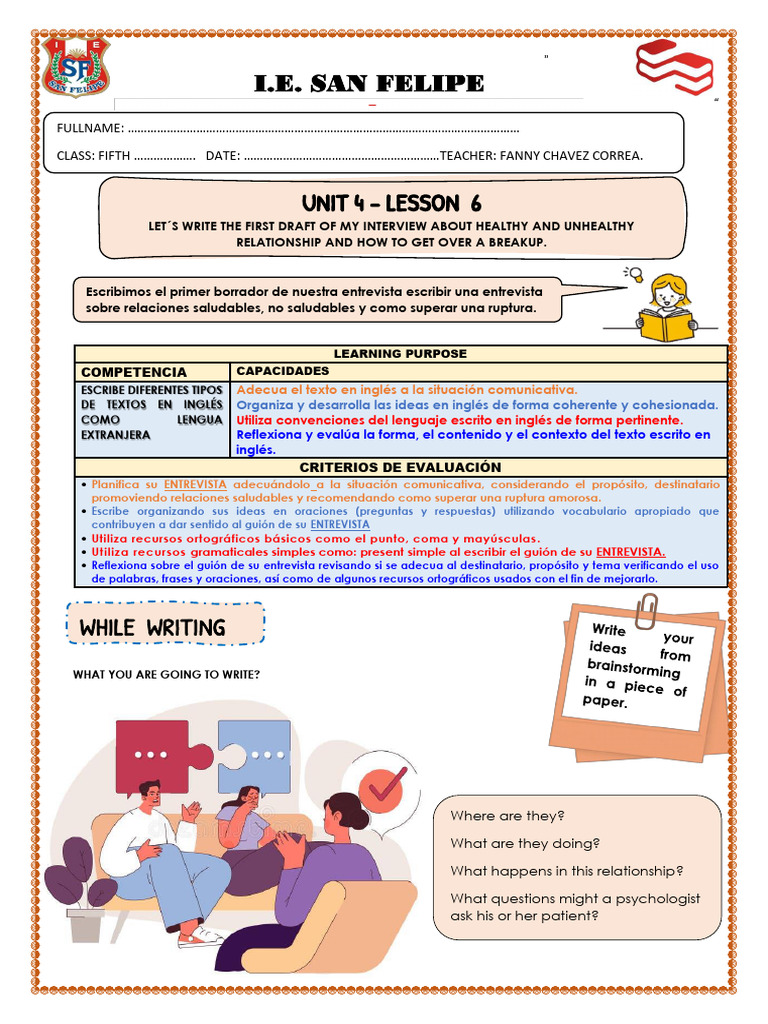 Lesson 6 - Unit 4-4th Grade New | PDF | Gramática | Escritura