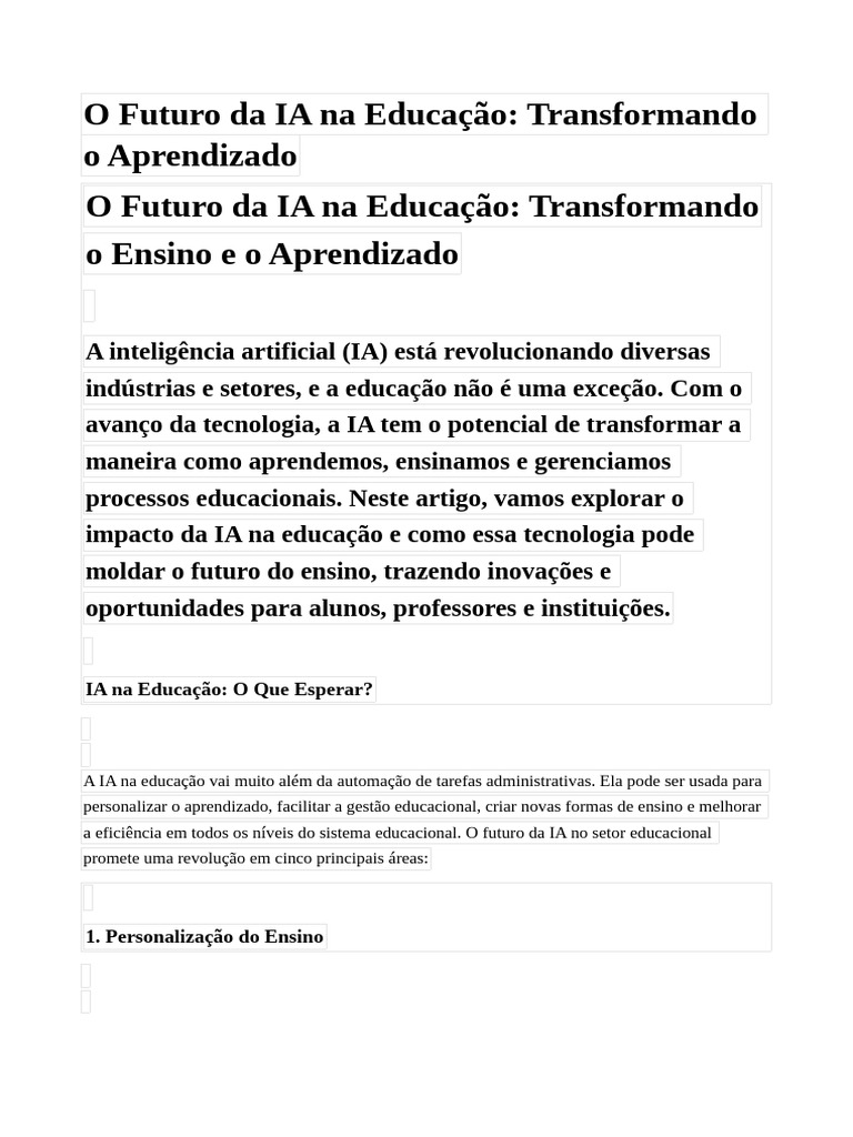 IA na Educação: Transformação do Ensino | PDF | Inteligência artificial ...