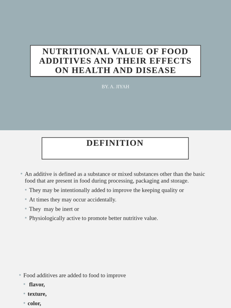 Health Effects of Food Additives | PDF | Nutrition | Diet & Nutrition