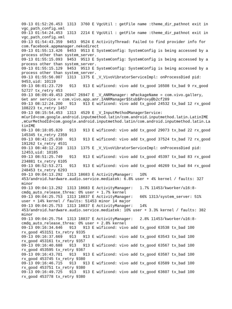 Vivo Device Error Log Analysis | PDF | Operating System Technology ...