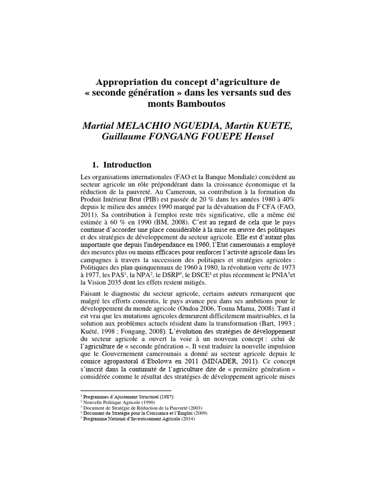 Agriculture de seconde génération à Bafou | PDF | Agriculture | Irrigation