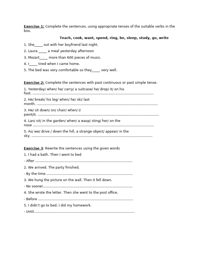 Verb Tense Exercises for English Learners | PDF