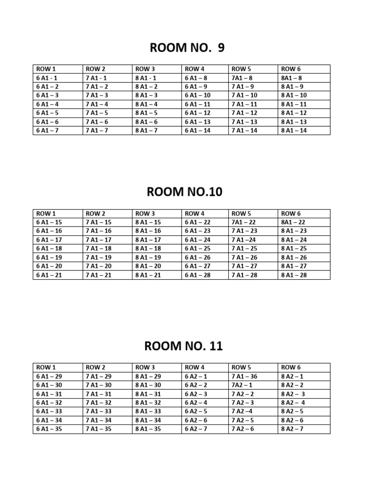 Seating Plan 6-12th 2025 (MID TERM) | PDF