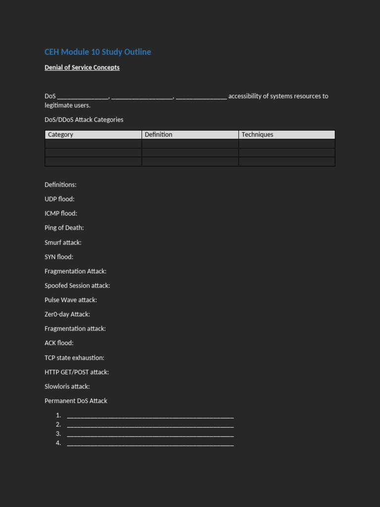 CEHv11 Module 10 Study Outline | PDF