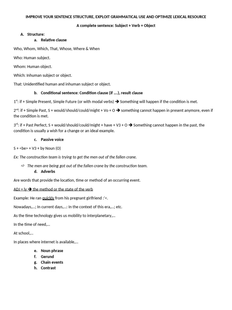 Master Sentence Structure and Grammar | PDF | Subject (Grammar) | Verb