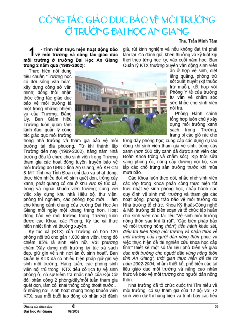 Cong Tac GD Bao Ve Moi Truong o DHAG | PDF