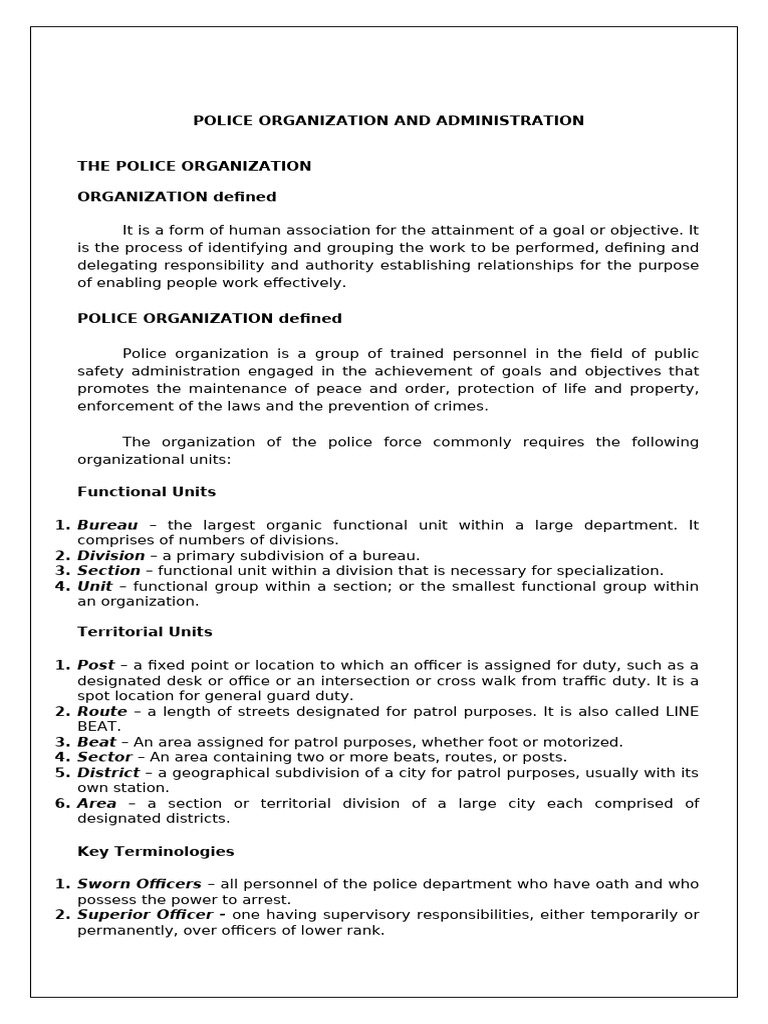 Police Organization and Administration Guide | PDF | Motivation ...