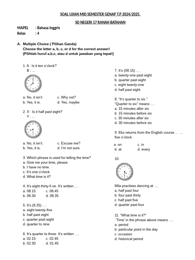 Midterm Exam English Grade 4 2024/2025 | PDF | Chess Theory | Chess