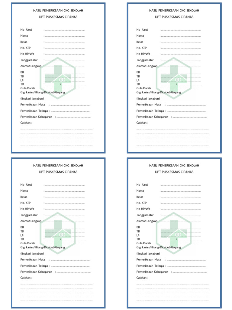 Hasil Pemeriksaan Kesehatan Sekolah | PDF