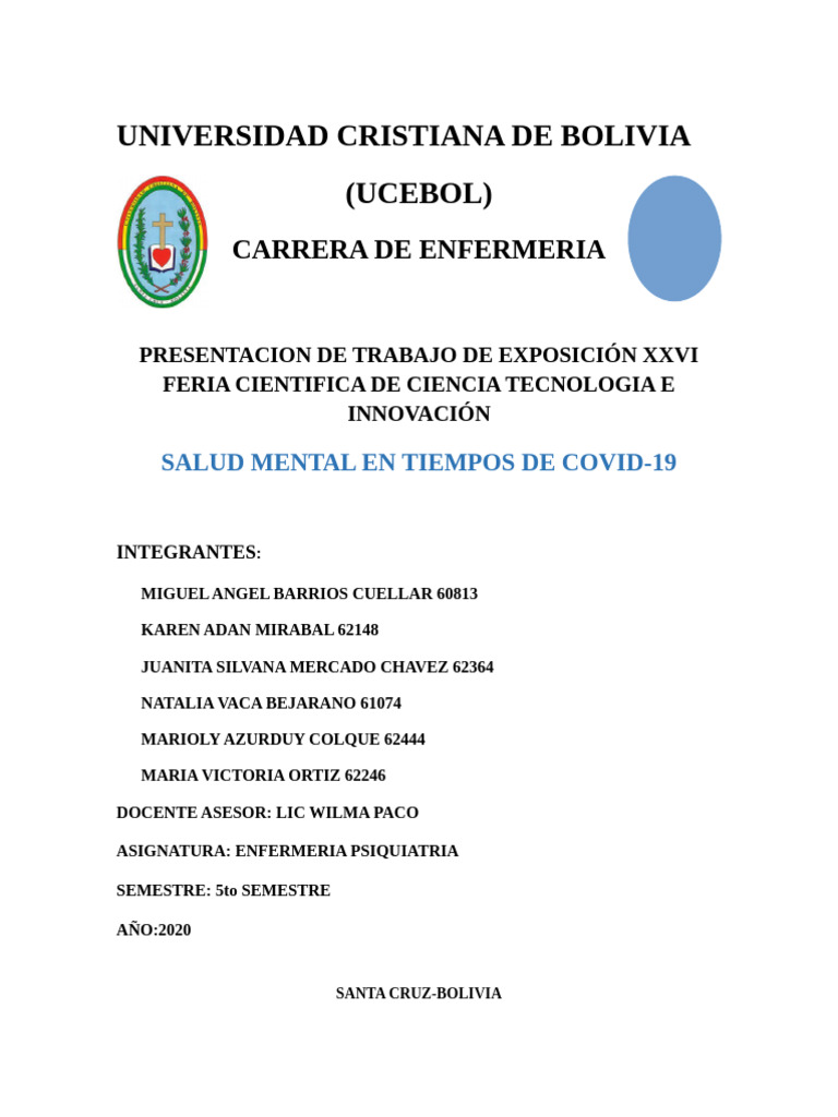 Salud Mental en Tiempos de Covid | PDF | Salud mental | Ansiedad