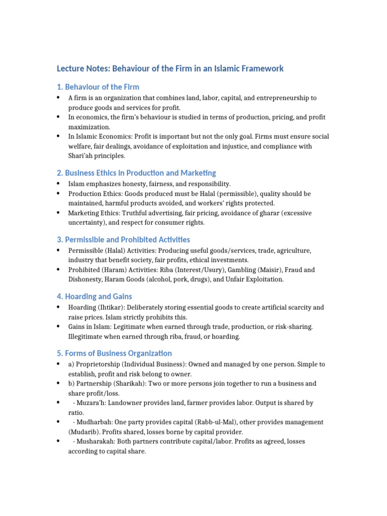 Behaviour of Firm Islamic Framework | PDF | Islamic Banking And Finance ...
